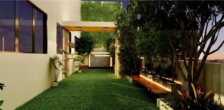 The terrace transformed into a green outdoor garden